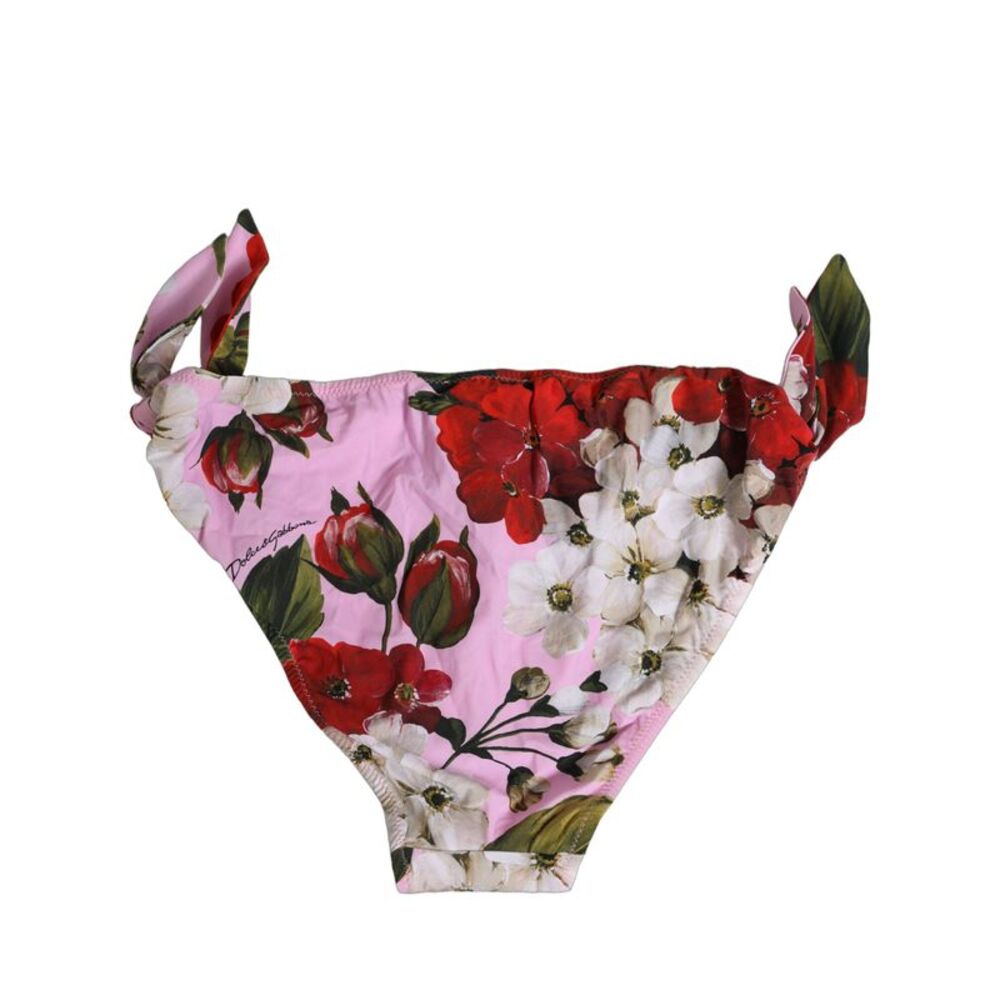 Dolce & Gabbana Pink Floral Tie Sides Beachwear Bikini Women's Bottom